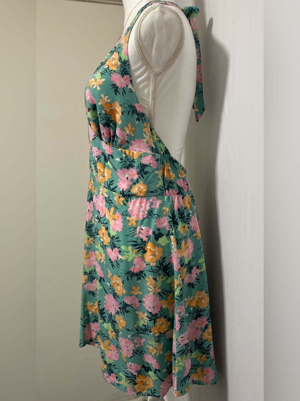 wild fable Mint Green midi Dress with Pink, Yellow & Teal Floral Print - Picture 4 of 10